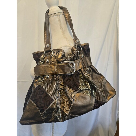 Y2k Mcbling Chateau Brown Patchwork Leopard Purse - Picture 2 of 9